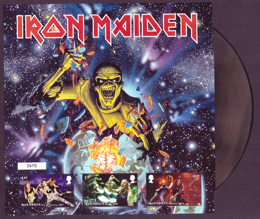 (image for) 2023 Iron Maiden - Eddie Rips Up The World Royal Mail Fan Sheet